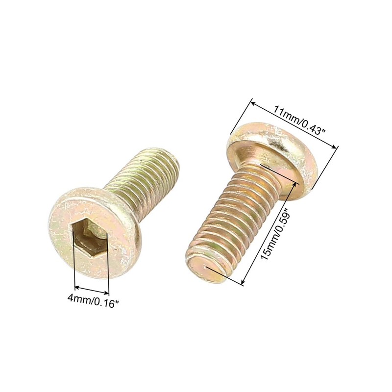 uxcell M6 x 15mm Threaded Hex Socket Head Cap Screws