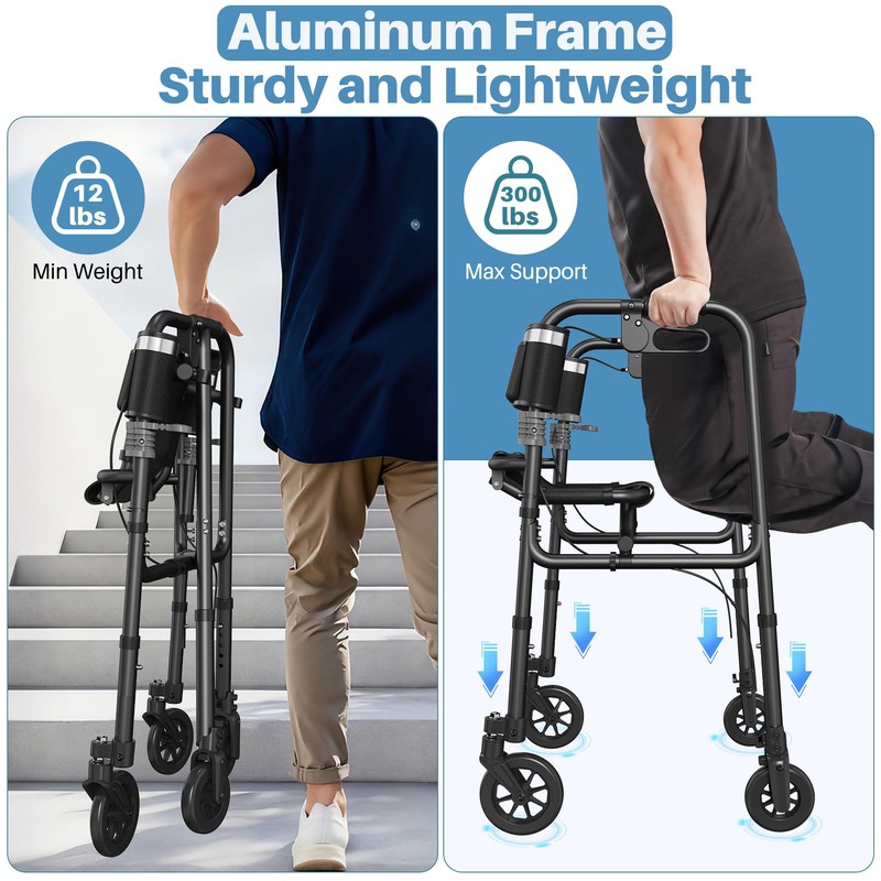 Walkers for Seniors, 4 Wheel Rollator Walker with Seat Supports