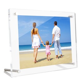 NIUBEE Acrylic Photo Frame, Picture Frame Stand, Wall Mount Type, Acrylic Picture Frame, Poster Frame, Horizontal, Transparent, Stylish, 5 x 7 inches (127 x 178 mm), Standard Photo Size 2L