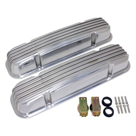 Cobra-Tek Fits Pontiac 326 455 Engine Polished Aluminum Valve Covers Finned Holeless