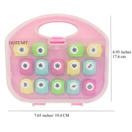 EXERZ Paper Punch Set 14pcs Art & Craft in a Storage Box - Paper Shaper, Scrapbook, Cards, Hobby Craft, DIY, Photo Album, Children’s Crafting