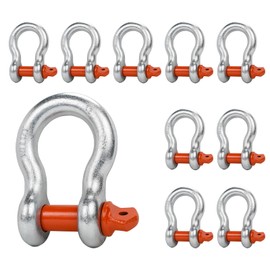 Leero 1/2" D Ring Shackles, 2 tons (4,409 Lbs) Working Load Limit, Clevis Shackle with 5/8" Alloy Screw Pin, Heavy Duty Shackles for Towing, Terrain Vehicle, Jeep, Trailer, Orange (10 Pack)