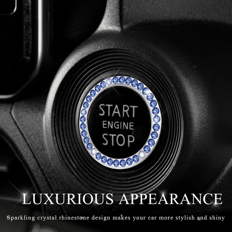 JUSTTOP 2PCS Car Bling Crystal Rhinestone Engine Start Ring Decals,