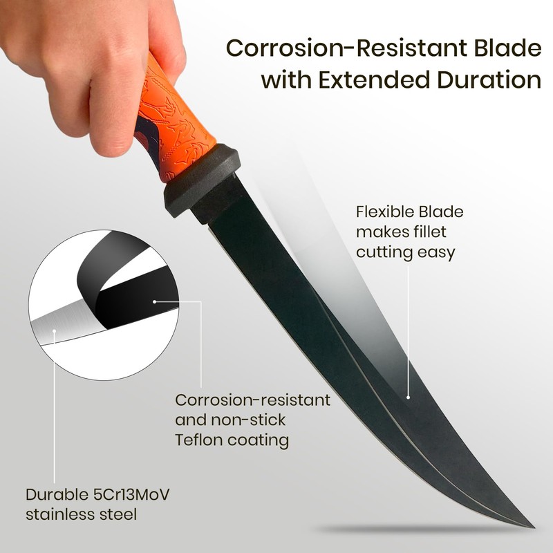 Pristis 9'' Fixed-blade Fillet Knife, High Strength 5Cr13MoV Stainless-steel Blade,