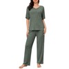 JiniGolla Ribbed Knit Pajamas Womens Short Sleeve Pjs 2 Piece