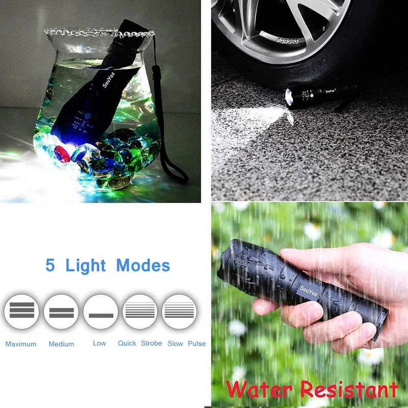 Souyos Military Grade Flashlight 2000 Lumen 5 Modes Water Resistant
