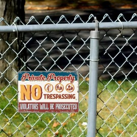 Unbranded 2 Pack Private Property Sign No Trespassing Sign Rust Free Aluminum Sign 8X12