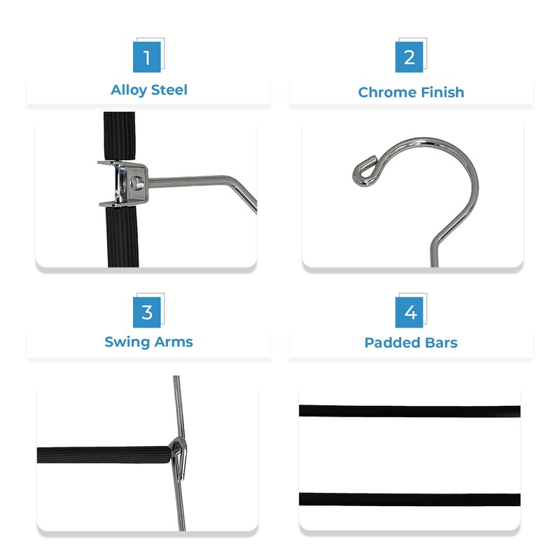 Multi Tier Swing Arm Pants Hanger | Space Saving Clothing