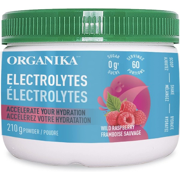 Organika Canadian-Made Electrolytes Powder- Wild Raspberry- Sugar-Free Hydration and Electrolyte