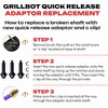 Grillbot Replacement Quick Release Brush Adaptors, Accessories for Grill Cleaner