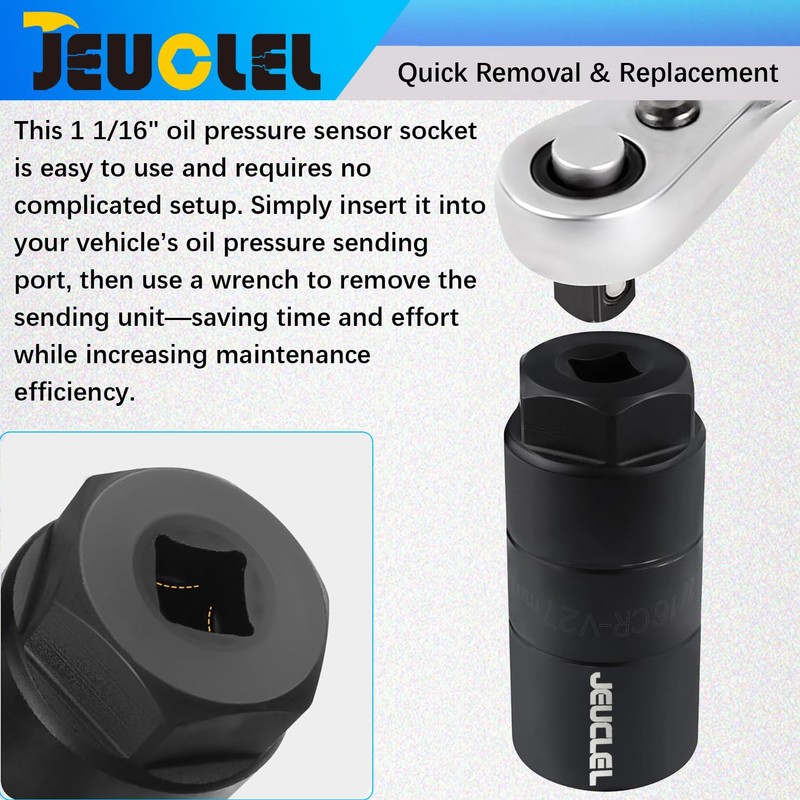 JEUCLEL Oil Pressure Sensor Switch Socket, Special Size 1-1/16 Inch,