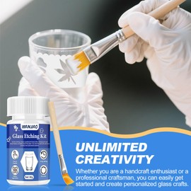 WANJAO Glass Etching Kit, Long-Lasting with Etching Stencils, Gloves Paper Tape for Glass, Mirror, Ceramic and Other Materials