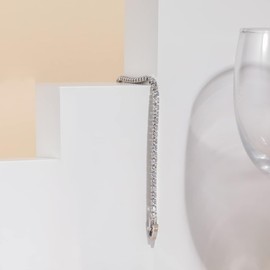 WATEFOER Zirconia Tennis Bracelet Women's Silver, 18 K Gold-Plated 4 mm Diamond Bracelets for Women Girls, Crystal Bracelets Gift for Mother's Day, Birthday, Valentine's Day, One size, Copper, Cubic