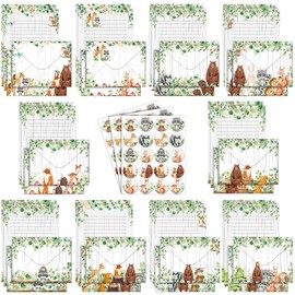 TaoBary 160 Packs Stationery Paper Set (50 Double Sided Stationery Writing Papers 50 Matching Envelopes) 60 Round Dot Sticker, 10 Design(Land Animal,5.5 x 8.25 Inch)