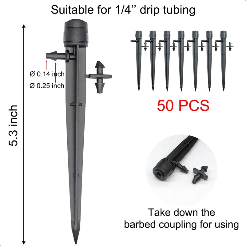 Topiverse 50 Pcs Drip Irrigation Emitters, Adjustable Flow 0-20 GPH