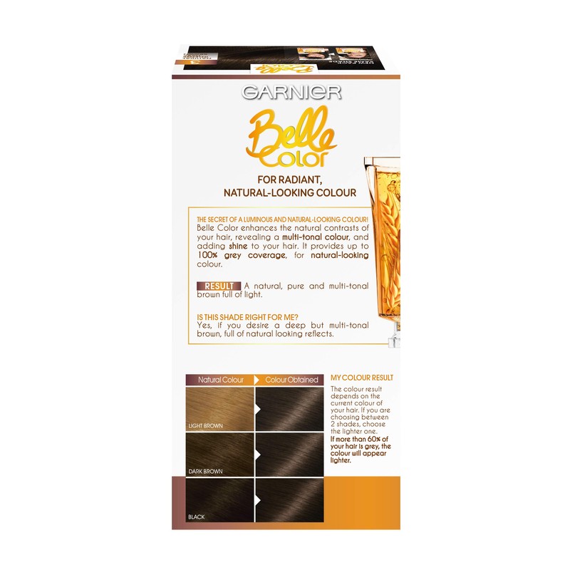 Garnier Belle Color Brown Hair Dye Permanent, Natural Looking Hair