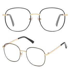 SOJOS Classic Square Blue Light Blocking Glasses for Women Men Stylish Computer Glasses SJ1137, Black&Gold Frame/Anti-Blue Light Lens