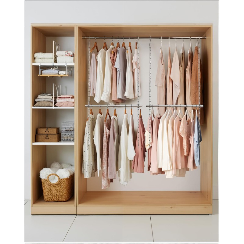 Hanging Closet Rod, Adjustable Width and Height Closet Rods Extender,