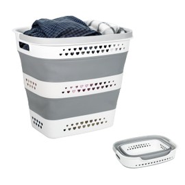 KBBYT Large Collapsible Laundry Baskets for Dirty Clothes, Plastic Laundry Hamper for Dorm Bedroom Blankets, 43L Foldable Clothes Hamper for Laundry, Space Saving Pop-Up Storage Container/Organizer