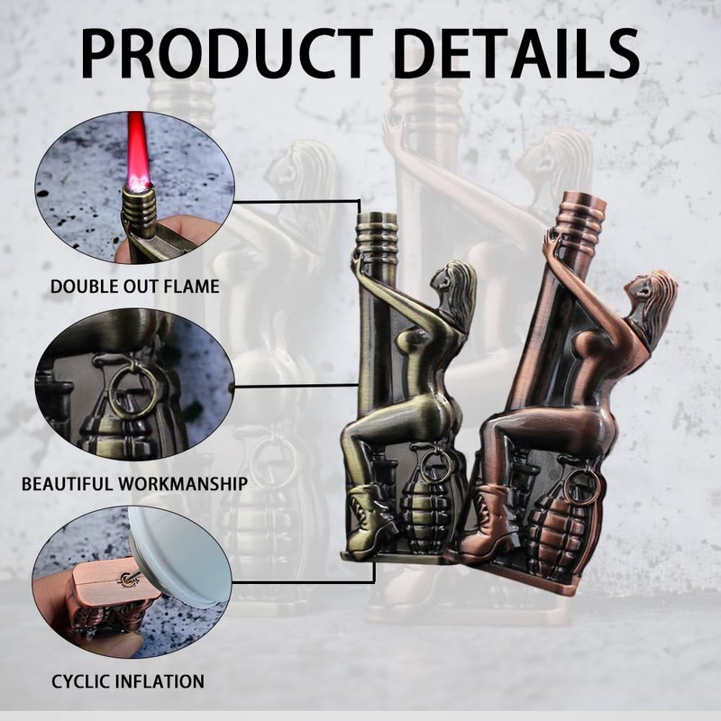 Butane Torch Lighter, Refillable Lighter, Butane Soft Flame (No Gas)-Red