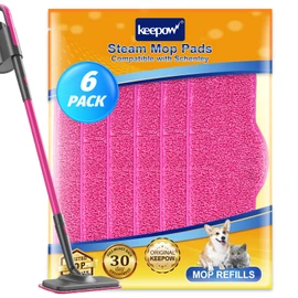 KEEPOW Microfiber Steam Mop Pads Compatible with Schenley Steam Mop Cleaner, Washable and Reusable Replacement Mop Pads Accessories （6 Pack）