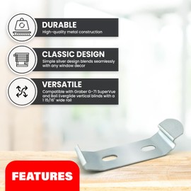 Amazing Drapery Hardware Vertical Blind Bracket Clips for 1-15/16 Inch Headrail with Mounting Screws and Plugs - 12 Pack