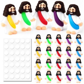 URSKYTOUS 25pcs Mini Jesus Figurine Bulk Little Jesus Figures Toys Tiny Religious Doll to Hide and Seek Christ Religious Party Favors Savior Jesus for Sunday School Craft Easter Eggs Baptism Gift