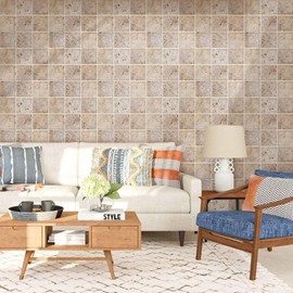 Commomy 3D Faux Stone Wall Panels - 10 pcs of 11.8'' x 11.8'' Stone Peel and Stick Tile Ultralight PVC Brick Textured Backsplash for Fireplace, Kitchen, Living Room, Interior Wall Tiles