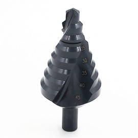 ZONADA Spiral Nitriding Step Drill Bit Titanium Plated Multi Hole Cutter 10mm-45mm Total 8 Step Sizes Hole Cutting, Enlarge, Metal Sheet, PCV, Woodworking