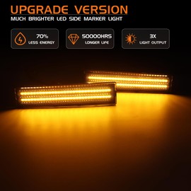 LED Front Side Marker Lights for 1980-1986 Ford Bronco F150 F250 F350 Pickup Truck SUV Bumper Signal Lamp with Smoked Lens, Amber Lighting