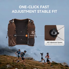 KAILAS FUGA AIR 8 Ⅳ Running Hydration Vest Hydration Pack Lightweight with Two TPU Water Bladders for Women Men Trail Cycling Hiking Antique Brown XL