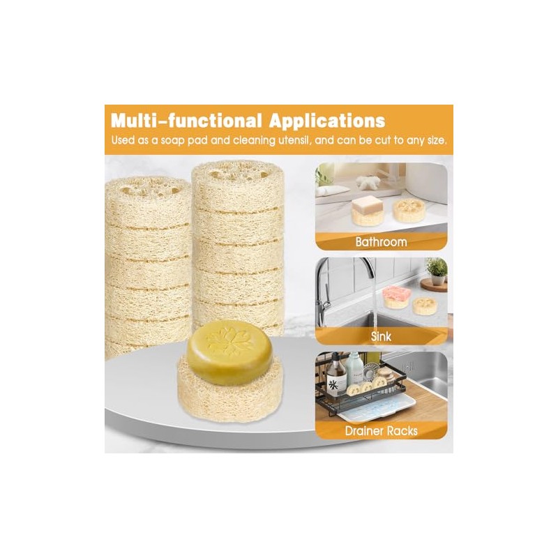 30 almohadillas de esponja natural de luffa, 100% esponja de