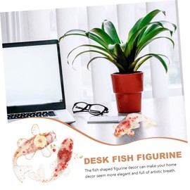Toyvian 2pcs travel Koi fish statue White crystal crystal table fish decor gold leaf miniature crystal fish japan Japanese-style Resin Epoxy green decor glass fish animal