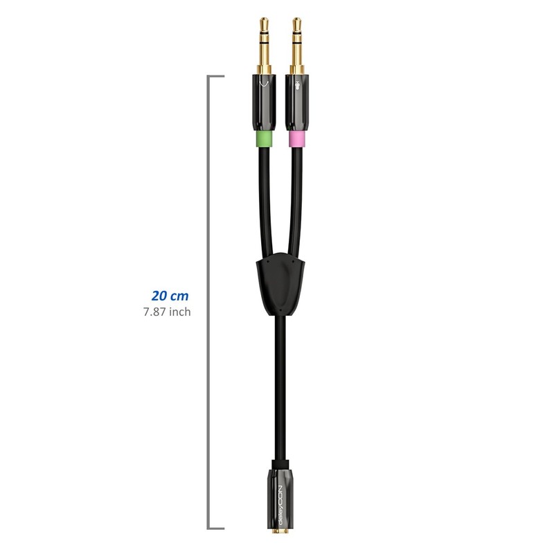 deleyCON Headset PC Laptop Adapter - Audio Jack Y Adapter