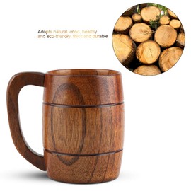 taza de madera, YUYTE Jarra De Cerveza De Madera, Vasos De Cerveza Taza De Bebida De Madera Clásica Retro Del Agua Del Té De Gran Capacidad Con La Manija