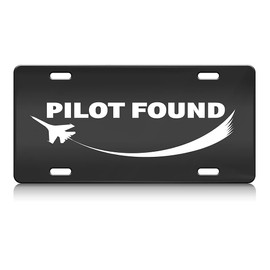 Press Fans - Pilot Found Aviation Pilot S.Steel Car SUV Truck License Plate Decorative Tag Black-D#d84