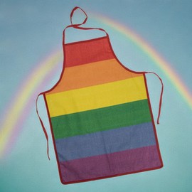 MIJOMA Barbecue Apron Kitchen Apron Pride Colourful Rainbow Colours 100% Cotton 55 x 75 cm Perfect for Gay Pride & Kitchen Fairies, Rainbow Stripe