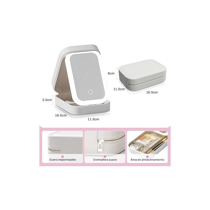 Caja de maquillaje con espejo LED ajustable – AntSay –