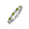 Cubic Zirconia Love Green White Alternating Stackable CZ Eternity Ring