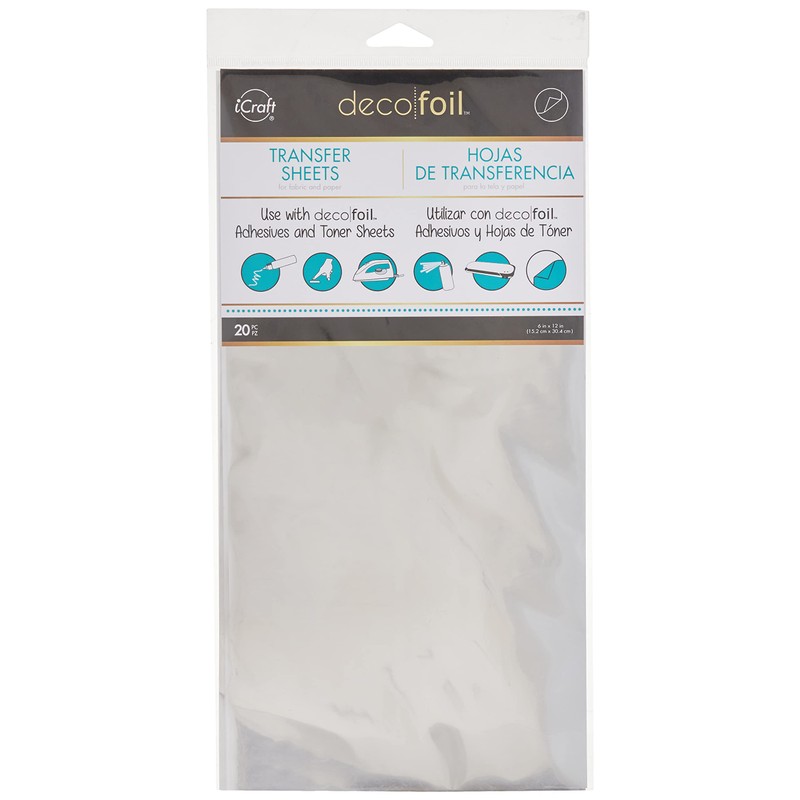 iCraft Deco Foil Transfer Sheets, 6" x 12", Silver, 20