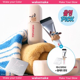 WAKEMAKE [Tanning Pochacco] Seamless Wear Foundation 30ml Set (+Spatula Brush, Palette) - [Tanning Pochacco] 22 Neutral (+Spatula Brush, Palette)