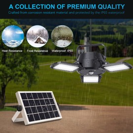 Latband Solar Lights Outdoor Indoor - Solar Powered Shed Light with Remote Waterproof Led Solar Motion Sensor Lights Outdoor, 120° Solar Security Lights for Home Yard Garage Barn Patio, Black