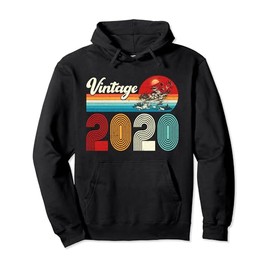 Vintage 2020 Funny 4th Birthday Gifts 4 Years Old Retro Pullover Hoodie