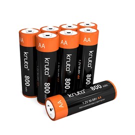 Kruta NiMH Rechargeable AA Batteries, 1.2V 800mAh Rechargeable AA Solar Batteries for Outdoor Solar Lights and Household Devices, Pre-Charged (AA Pack 8)