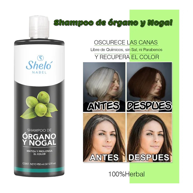Shampoo Organo Nogal Matiza Prolonga Color 950ml Shelo