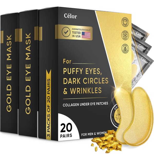 Under Eye Patches (60 Pairs) - Gold Under Eye Mask Amino Acid & Collagen Skin Care Products, Eye Patches for Puffy Eyes, Eye Masks for Dark Circles and Puffiness, Under Eye Masks for Skin Care - Eye Mask For Bachelorette Party