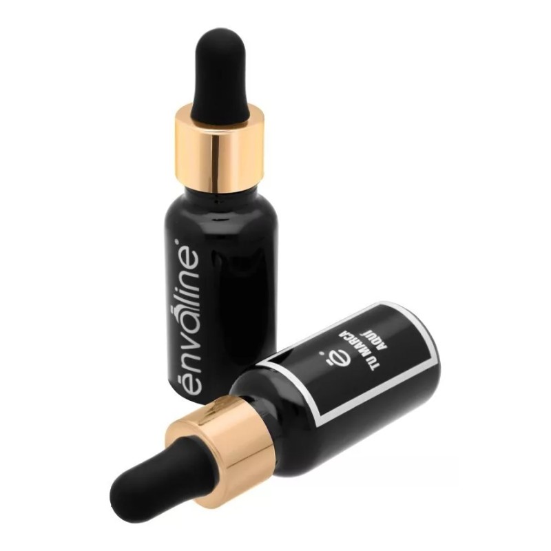 Envaline Frasco Gotero 20 Ml Coated Pipeta Premium Bulbo Negro