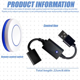 WIYETY USB Switch: USB Remote Control, Remote Control Switch, 5 V Night Light Fan LED Light Bar, Wireless Remote Control Switch with Remote Control, Suitable for LED Light Bar, Night Light