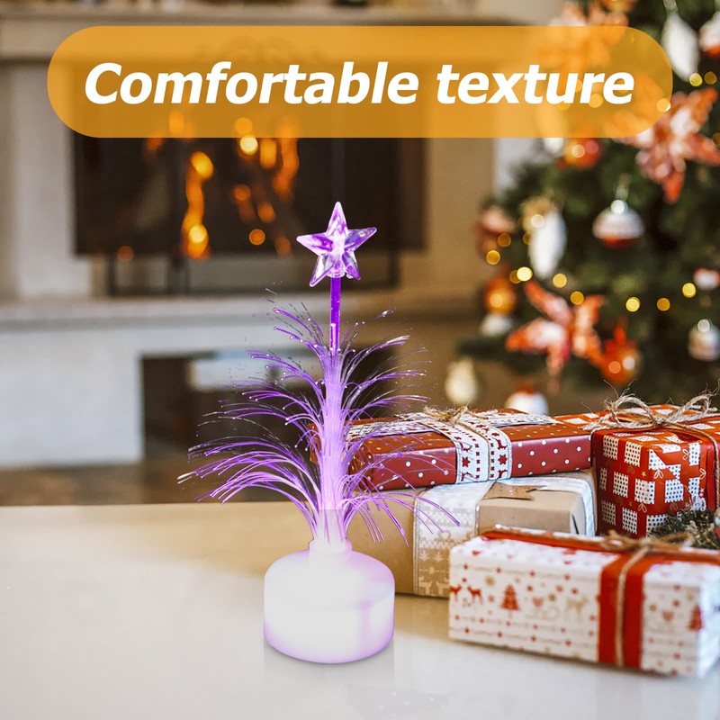 minkissy 2pcs Mini Christmas Tree USB Connection LED Fiber Optic