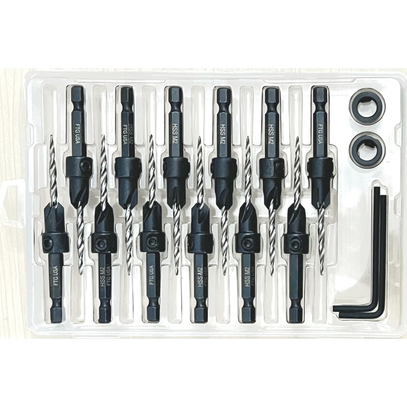 FTG USA 12 Pc #6 (9/64") Countersink Drill Bit Set